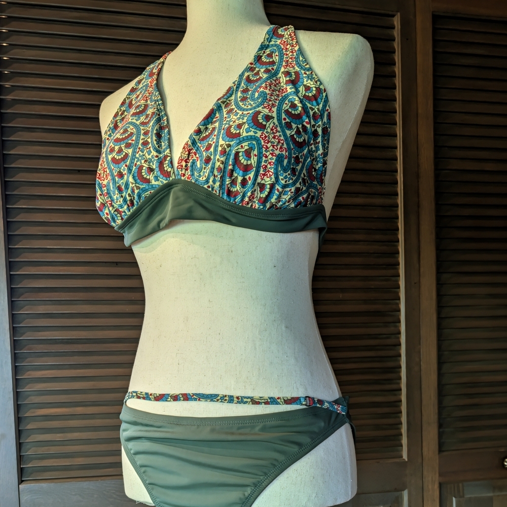 Paisley Halter Bikini Swimsuit - Large - EUC